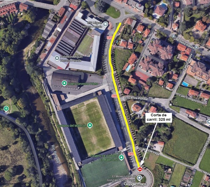 Mapa del corte de tráfico