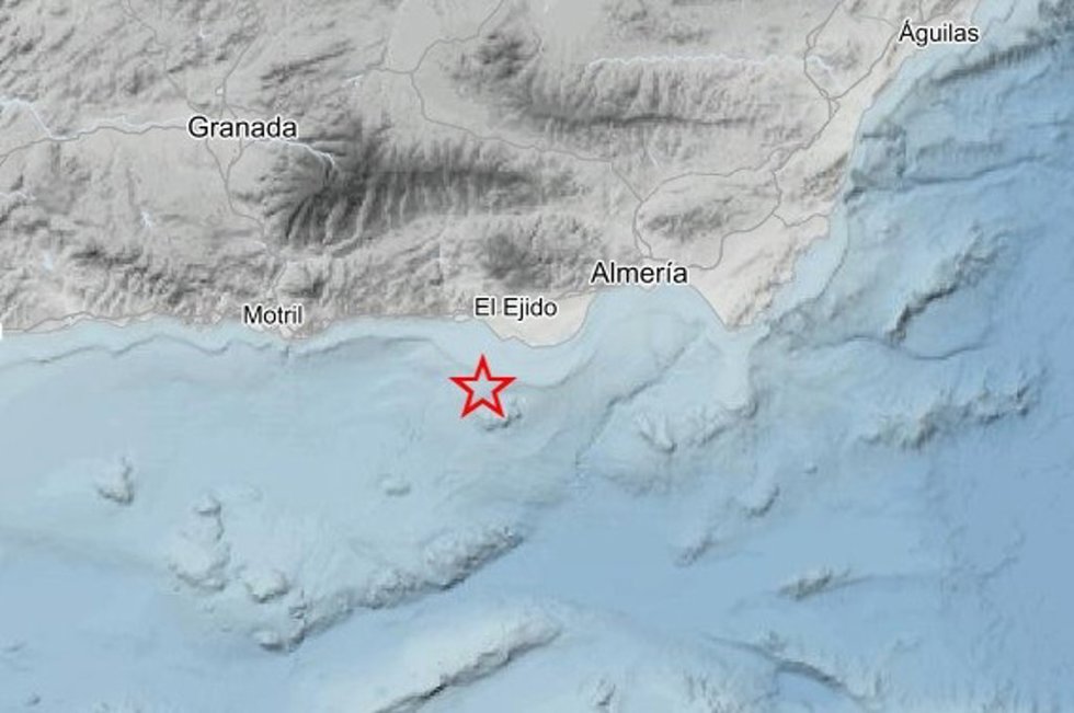 Registrado un seísmo de magnitud 2,5 con epicentro en Alborán frente a la costa de El Ejido (Almería)