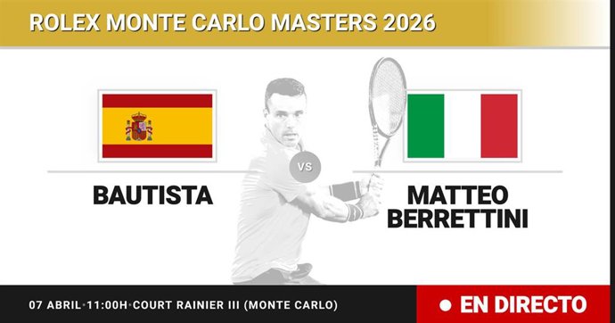 Roberto Bautista Agut - Matteo Berrettini: resumen y estadísticas del partido de Treintaidosavos de final de Rolex Monte Carlo Masters