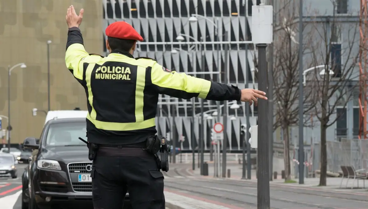 Policía Municipal de Bilbao regulando el tráfico
