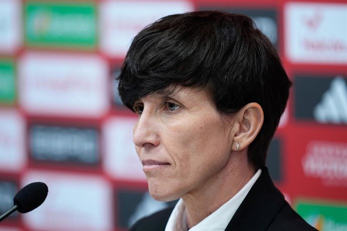 Archivo - Arquivo - Sonia Bermúdez, treinadora principal da Espanha, participa de uma coletiva de imprensa para anunciar a lista de jogadoras convocadas para os jogos da Seleção Espanhola contra a Islândia e a Ucrânia na Copa do Mundo Feminina da FIFA 202