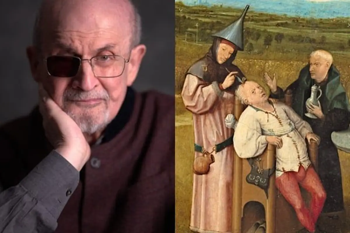 Salman Rushdie y la obra del Bosco 'La piedra de la locura'