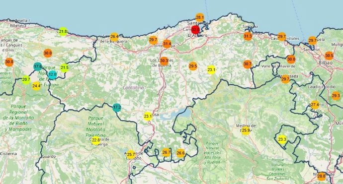 El Seve Ballesteros, Treto y Castro Urdiales superaron ayer su récords de temperatura de abril