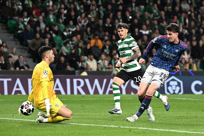 El delantero del Arsenal Kai Havertz en la acción del gol.