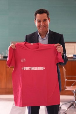 El presidente de la Junta de Andalucía, Juanma Moreno, se suma a la campaña en contra del acoso al colectivo Lgbti: "Respeto, inclusión y diversidad"
