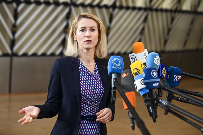 16 de março de 2026: Kaja Kallas, Alta Representante para os Assuntos Externos e a Política de Segurança e vice-presidente da Comissão Europeia, chega para uma reunião do Conselho de Relações Externas da União Europeia no edifício Europa, em Bruxelas, Bél