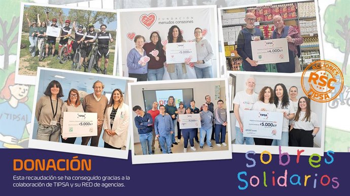Tipsa ha finalizado la décima edición de su campaña 'Sobres Solidarios' recaudando cerca de 40.000 euros gracias al reparto de un millón de sobres de envíos.