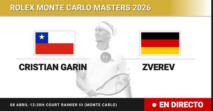 Cristian Garin - Alexander Zverev: resumen y estadísticas del partido de Dieciseisavos de final de Rolex Monte Carlo Masters