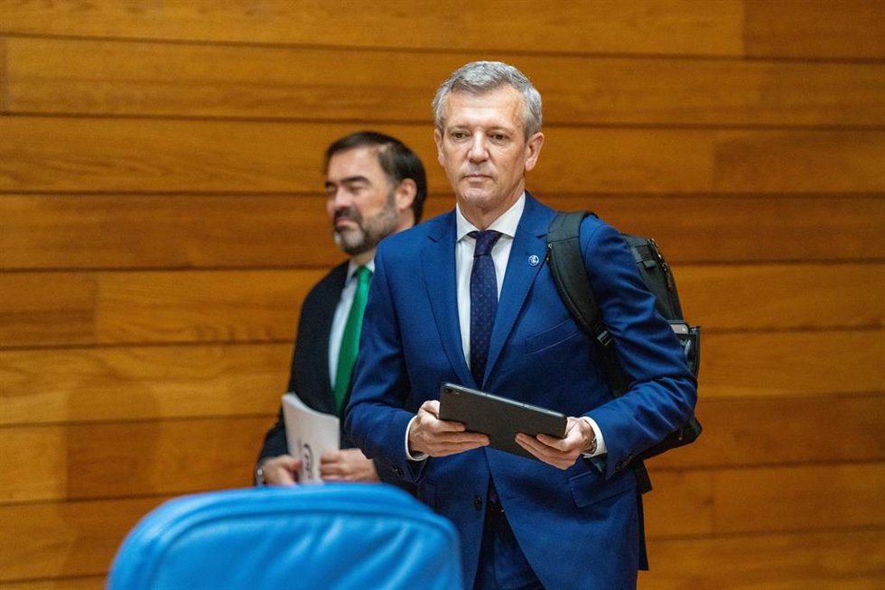 El presidente de la Xunta de Galicia, Alfonso Rueda, durante el Debate sobre el Estado de la Autonomía, a 8 de abril de 2026, en Santiago de Compostela, A Coruña, Galicia (España). El Gobierno  gallego se enfrenta al Debate sobre el Estado de la Autonomía