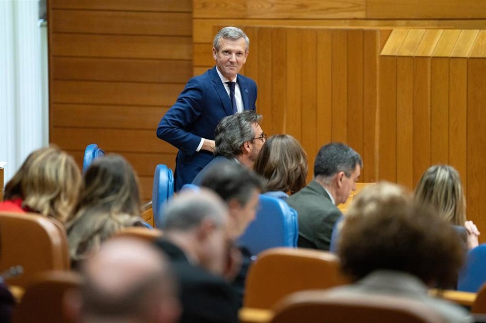 El presidente de la Xunta de Galicia, Alfonso Rueda, durante el Debate sobre el Estado de la Autonomía, a 8 de abril de 2026, en Santiago de Compostela, A Coruña, Galicia.