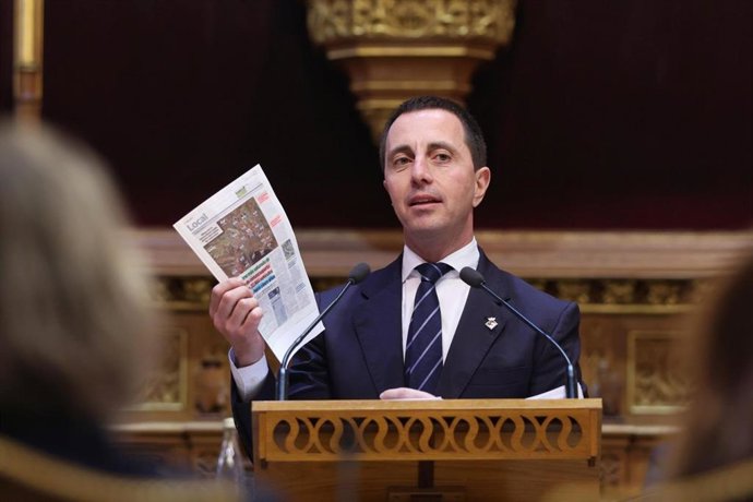 El presidente del Consell de Mallorca, Llorenç Galmés, durante su intervención en el Debate de Política General.