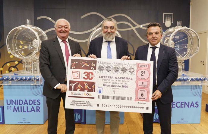 El 30 aniversario de la Fundación Deporte Joven protagoniza un décimo de Lotería Nacional.