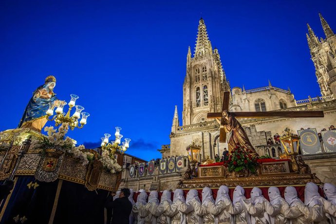 Procesión del Encuentro, a 1 de abril de 2026, en Burgos, Castilla y León (España).