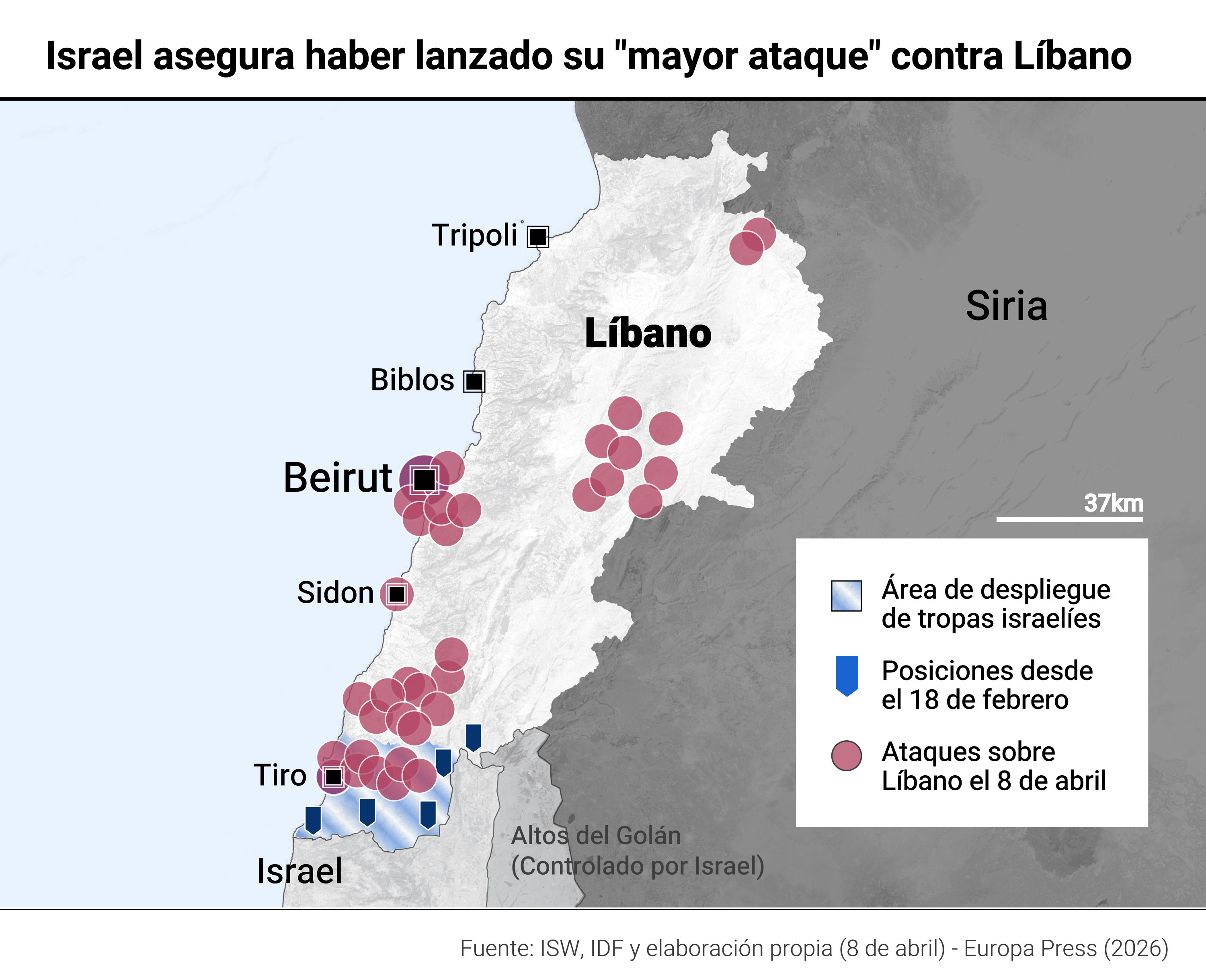 Ataques de Israel sobre Líbano el 8 de abril