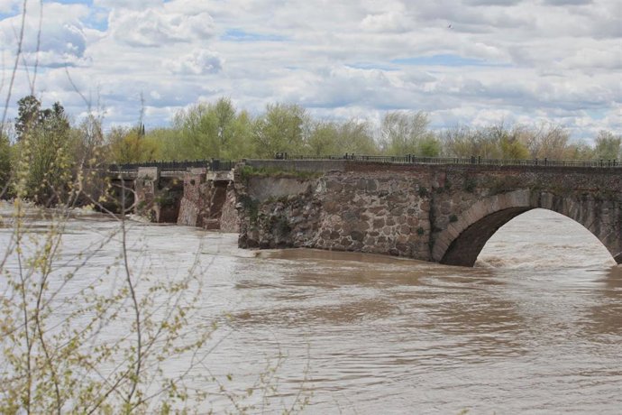Archivo - El Puente Viejo de Talavera de la Reina dañado como consecuencia de la crecida del río Tajo, a 24 de marzo de 2025, en Talavera de la Reina, Toledo (España).