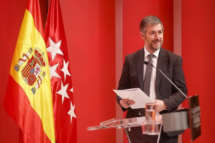 Archivo - El consejero de Presidencia, Justicia y Administración Local de la Comunidad de Madrid, Miguel Ángel García Martín, en una rueda de prensa tras el Consejo de Gobierno.