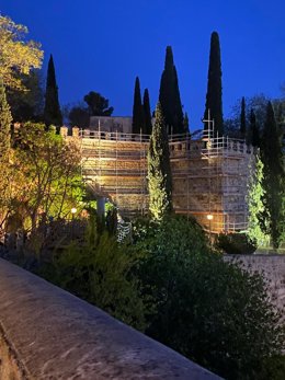 Obras en la muralla de la Bajada de San Martín en Toledo