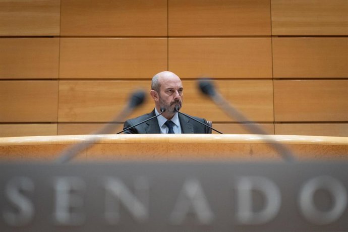 Archivo - El presidente del Senado, Pedro Rollán, durante una sesión plenaria en el Senado, a 17 de febrero de 2026, en Madrid (España). 