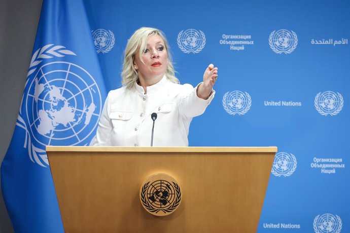Archivo - Arquivo - 27 de setembro de 2025, EUA, Nova York: A porta-voz do Ministério das Relações Exteriores da Rússia, Maria Zakharova, dá uma entrevista coletiva à margem da Assembleia Geral da ONU em Nova York. Foto: Valery Sharifulin/TASS via ZUMA Pr
