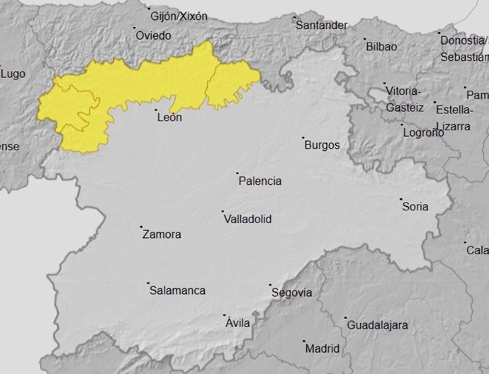 Avisos de lluvias y tormentas para el 9 de abril de 2026 en Castilla y León.