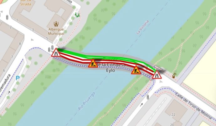 Información sobre las obras en el puente Condesa Eylo de Valladolid.