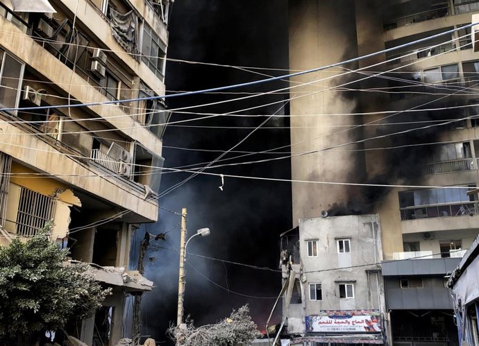 Uno de los barrios de Beirut golpeados el miércoles por la oleada de ataques lanzada por Israel.