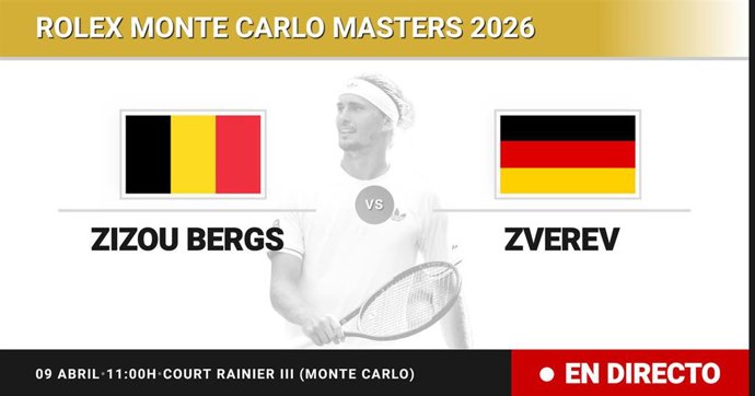 Zizou Bergs - Alexander Zverev: resumen y estadísticas del partido de Octavos de final de Rolex Monte Carlo Masters