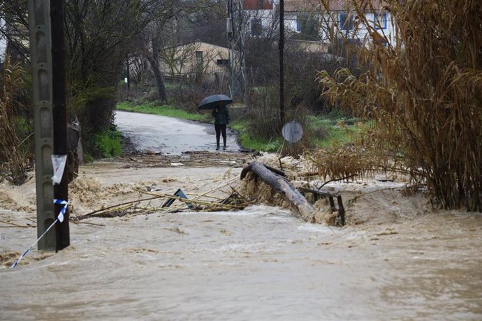 Archivo - Imagen de carreteras anegadas de agua por las fuertes lluvias que ha provocado la borrasca Leonardo en Ronda (Málaga). A 4 de febrero de 2026 en Ronda, Málaga (Andalucía, España). 