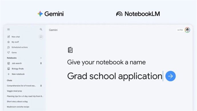 Nuevas funciones de Gemini en NotebookLM.