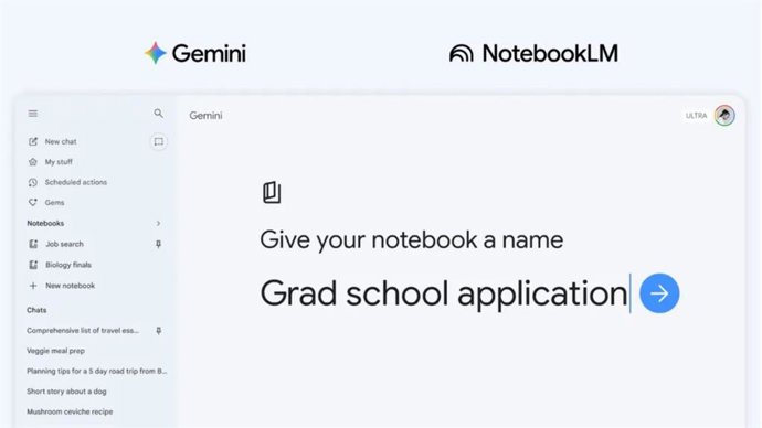 Nuevas funciones de Gemini en NotebookLM.