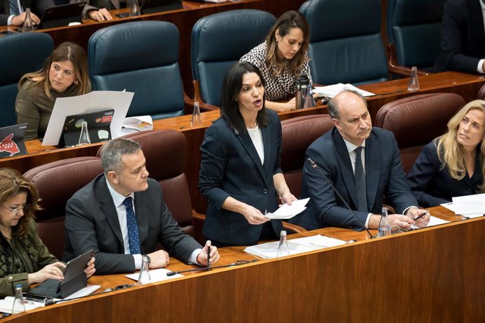 Archivo - La consejera de Educación, Ciencia y Universidades de la Comunidad de Madrid, María Mercedes Zarzalejo, durante un pleno en la Asamblea de Madrid, a 5 de marzo de 2026, en Madrid (España).