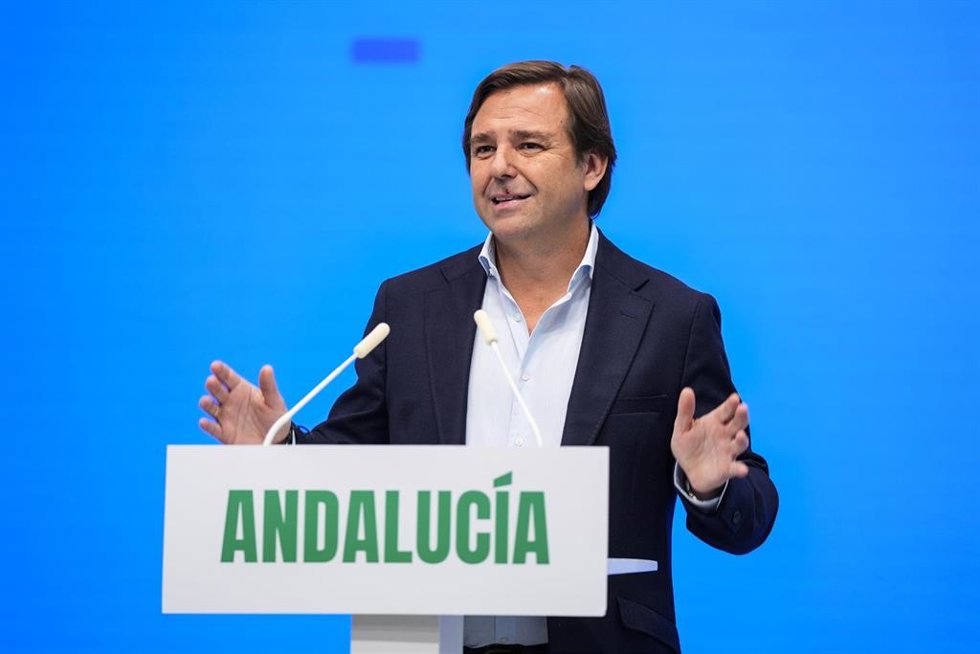 El secretario general y coordinador del Comité de Campaña Electoral del PP de Andalucía para las elecciones autonómicas, Antonio Repullo, ofrece una rueda de prensa, para abordar temas de la actualidad política andaluza. A 9 de abril de 2026 en Sevilla (A