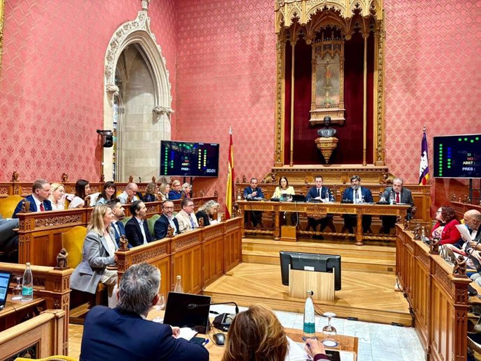 Momento de la votación de la incorporación de los remanentes para las ayudas del Consell de Mallorca por la guerra de Irán.