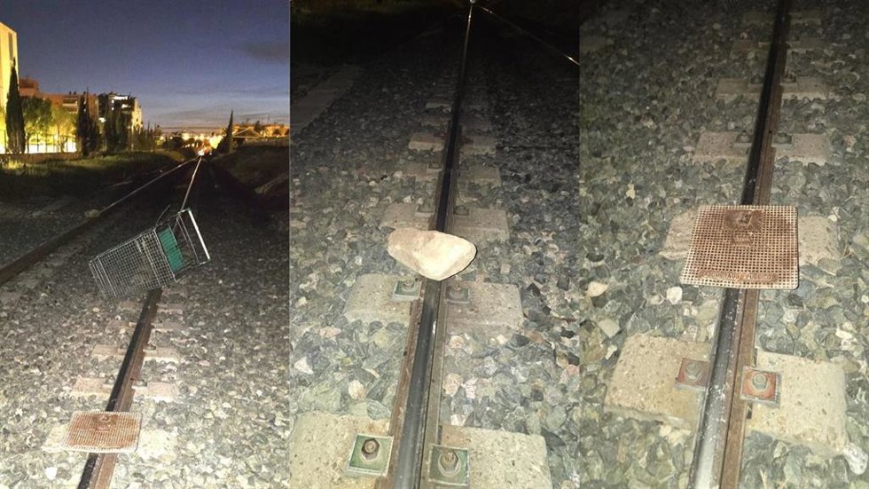 Obstáculos en vías de tren de Elche (Alicante)