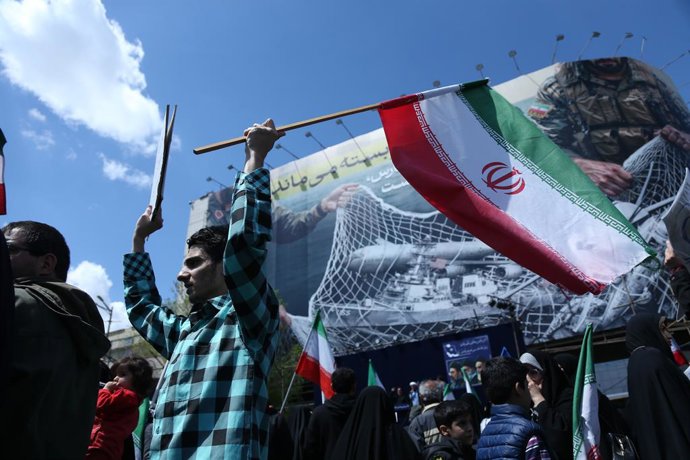 BEIJING, April 9, 2026  -- People attend a rally in Tehran, Iran, April 8, 2026. Iran and the United States have agreed to a two-week ceasefire as announced by U.S. President Donald Trump on Tuesday, a move that has been widely welcomed by the internation