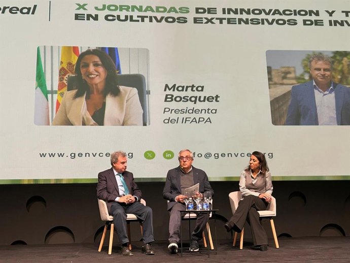 La presidenta del Instituto Andaluz de Investigación y Formación Agraria, Pesquera, Alimentaria y de la Producción Ecológica (Ifapa), Marta Bosquet, en las X Jornadas para la innovación en cultivos extensivos de invierno de Genvce