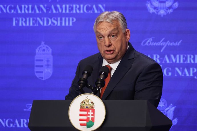 April 7, 2026, Budapest, Hungary: Hungarian Prime Minister Viktor Orban attends a joint press conference with U.S. Vice President JD Vance in Budapest, Hungary on April 7, 2026.