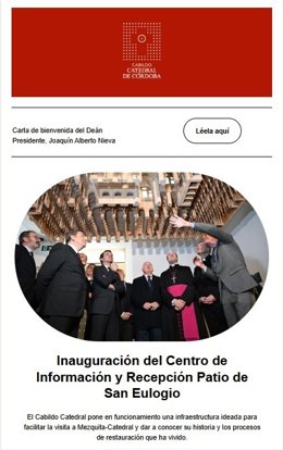 Imagen de la primera 'newsletter' del Cabildo Catedral ya difundida.