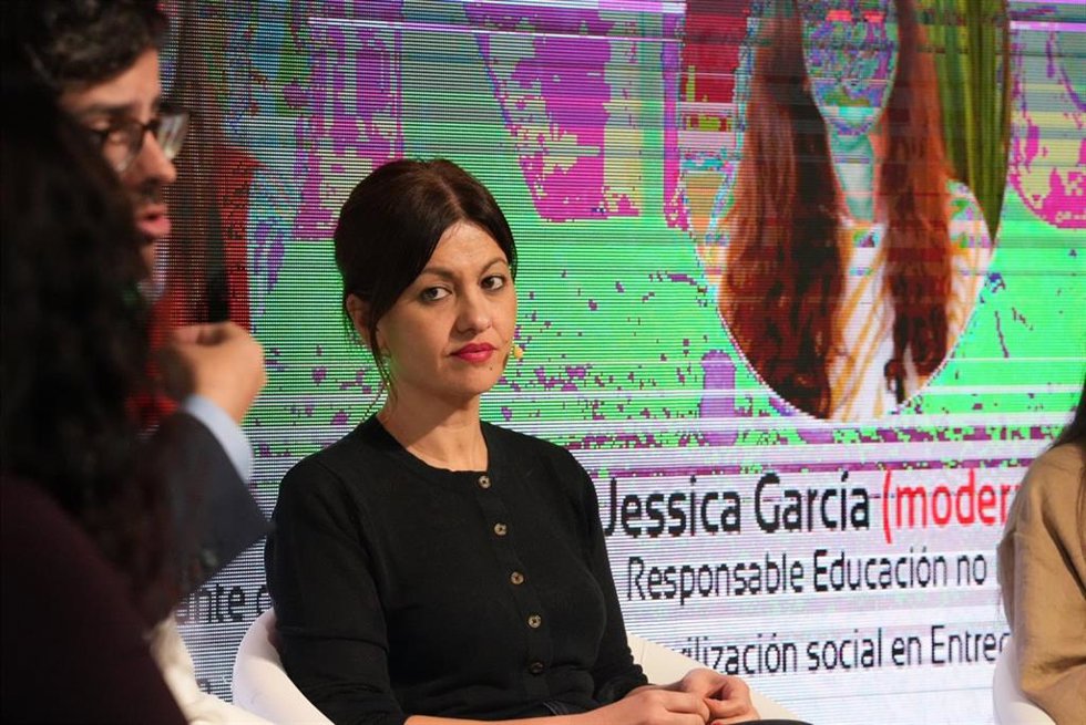 La ministra de Juventud e Infancia, Sira Rego, durante el acto del 25 aniversario de 'Entreculturas', en Madrid.