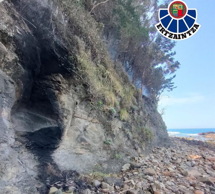 Zona de inicio del incendio en Ea (Bizkaia)