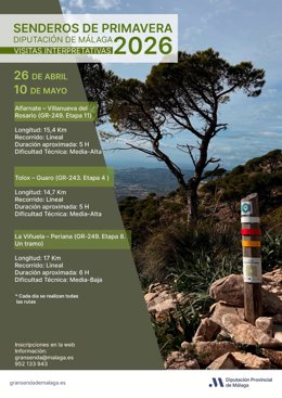 Cartel de las  visitas interpretativas de primavera de la Gran Senda de Málaga
