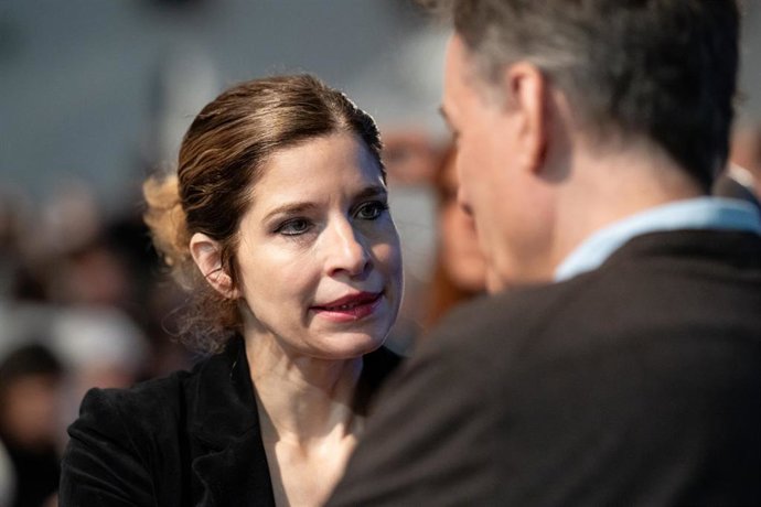 Archivo - La secretaria de Política Internacional y Cooperación al Desarrollo del PSOE, Hana Jalloul, durante el acto ‘Por la Decencia Democrática’, en el Auditorio Marcelino Camacho, a 28 de abril de 2024, en Madrid (España).