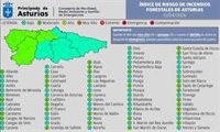 El riesgo de incendios baja en Asturias y desaparece el nivel alto este sábado