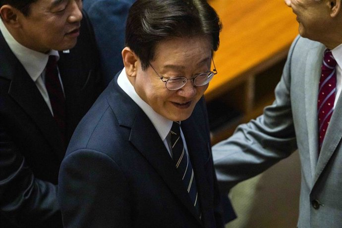 El presidente de Corea del Sur, Lee Jae Myung, durante una intervención en el Parlamento.