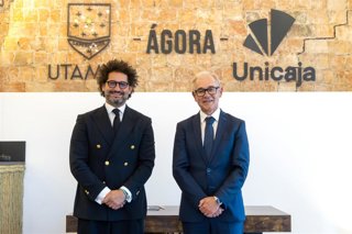 De izquierda a derecha, el presidente de Utamed, Paco Ávila, y el CEO de Unicaja, Isidro Rubiales.