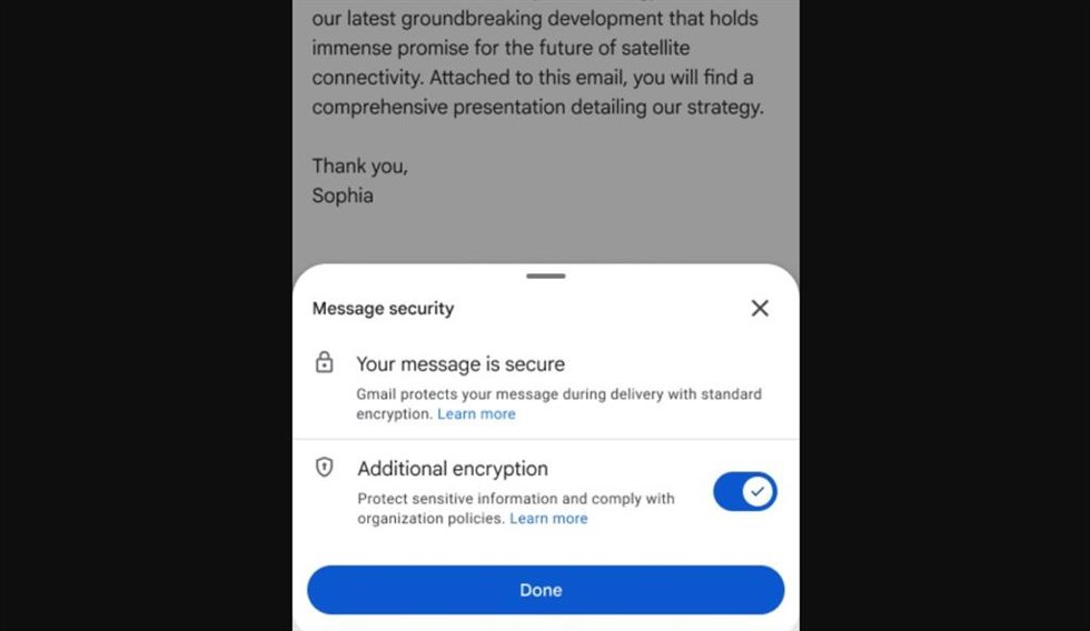 Correo electrónico encriptado en la app de Gmail para móvil