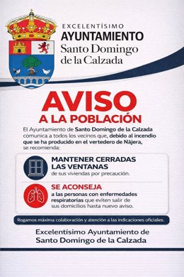 Mensaje a los vecinos de Santo Domingo tras el incendio