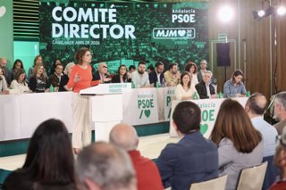 La secretaria general del PSOE-A, María Jesús Montero, interviene ante el Comité Director reunido en Cádiz.