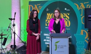 La diputada de Cultura y Deportes, África Colomo, en su intervención en la presentación de la décima edición de Noches de Palacio.