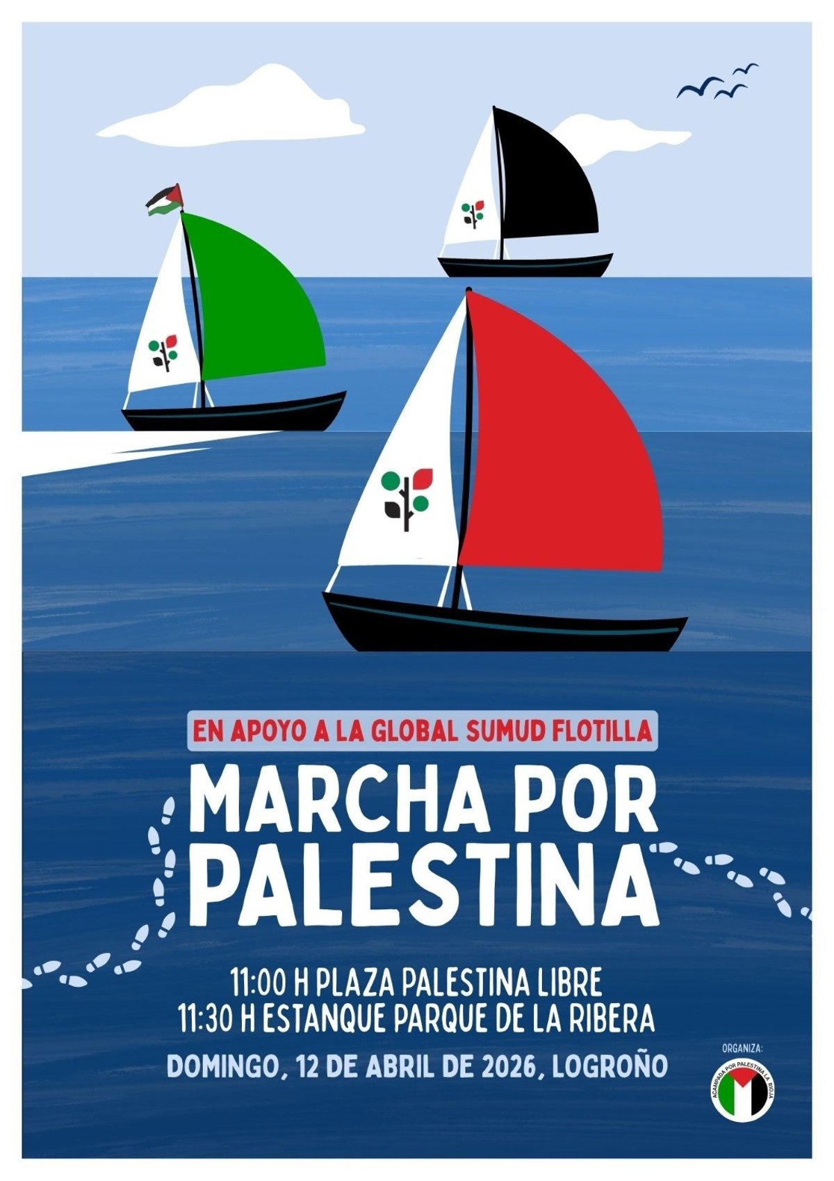 Acampada por Palestina convoca este domingo en Logroño y Calahorra acciones en apoyo a la Global Sumud Flotilla